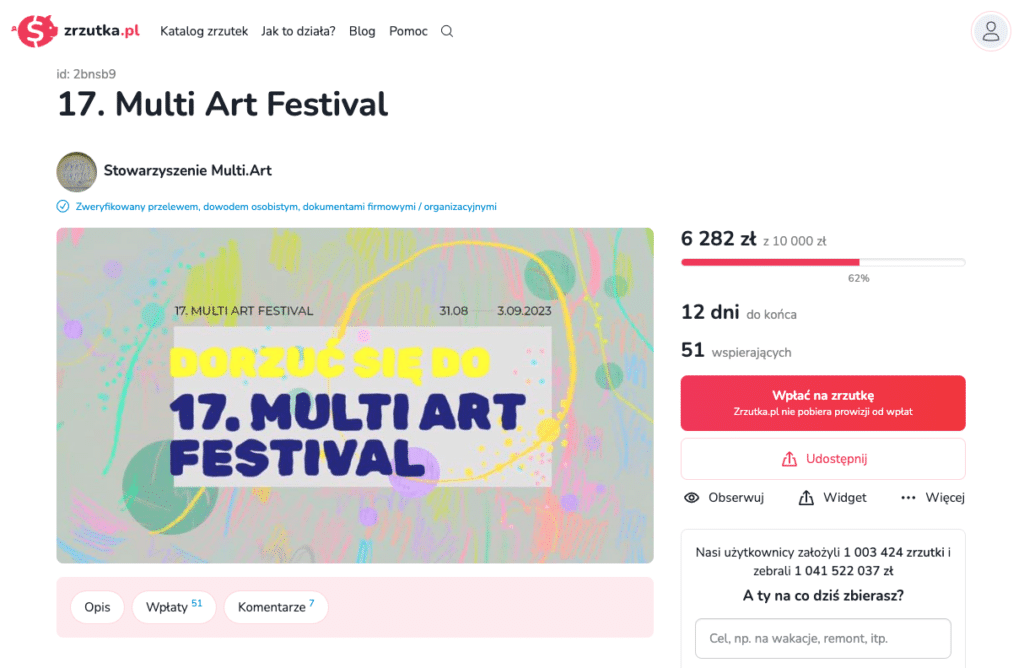 Zrzutka.pl | 17. Multi Art Festival